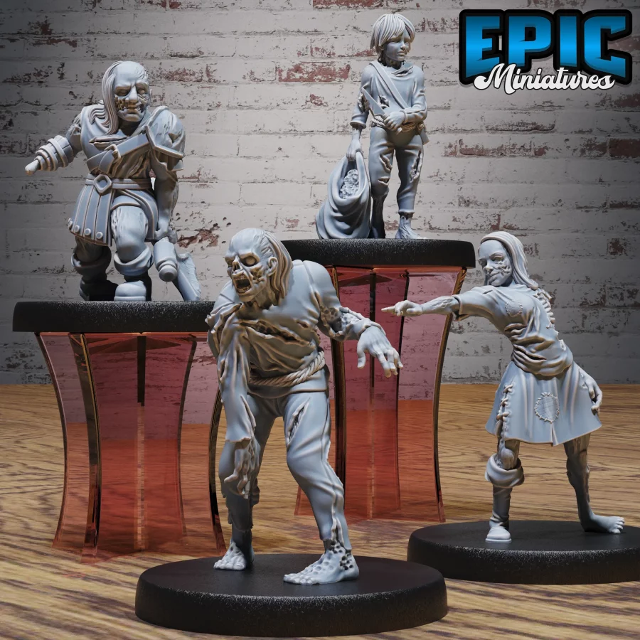 Zombie Villager Male / Zombie Villager Female / Zombie Villager Boy / Zombie Villager Dwarf Male Set