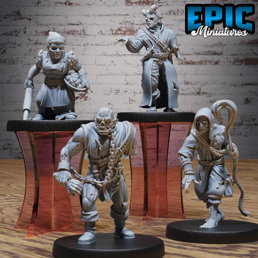 Zombie Villager Dwarf Female / Zombie Villager Orc / Zombie Villager Tiefling / Zombie Villager Traveler Set