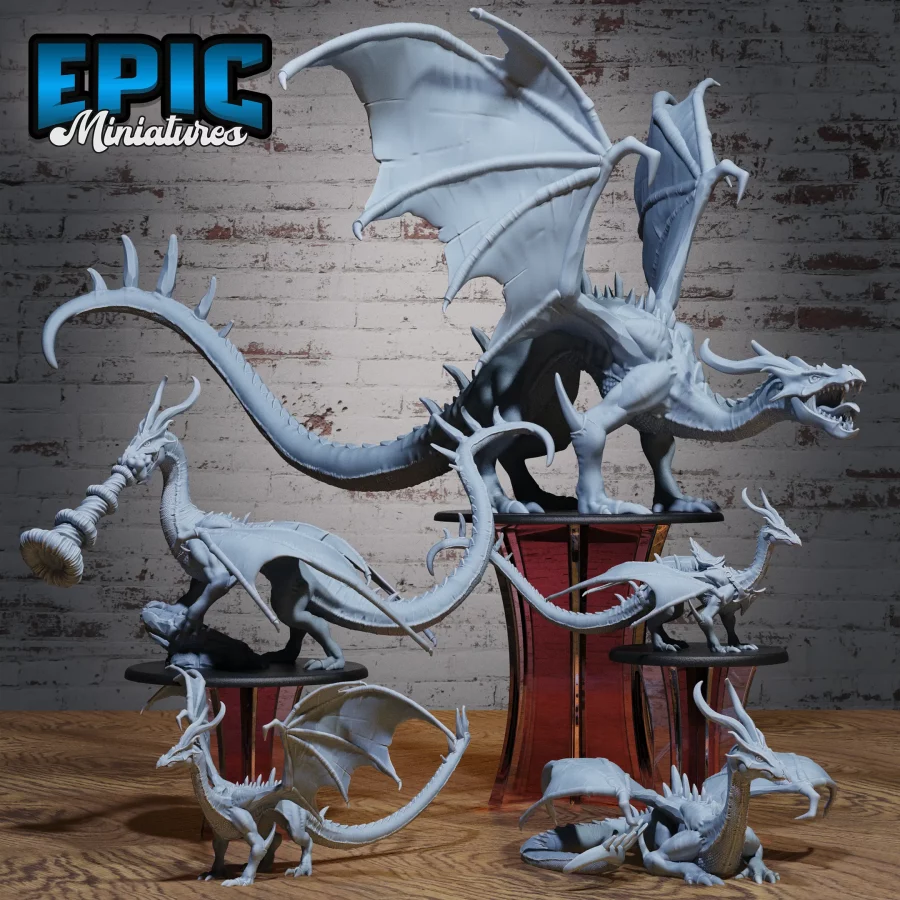 Emerald Dragon Young - 2 Variations / Emerald Dragon Adult / Emerald Dragon Adult Breath / Emerald Dragon Ancient Set