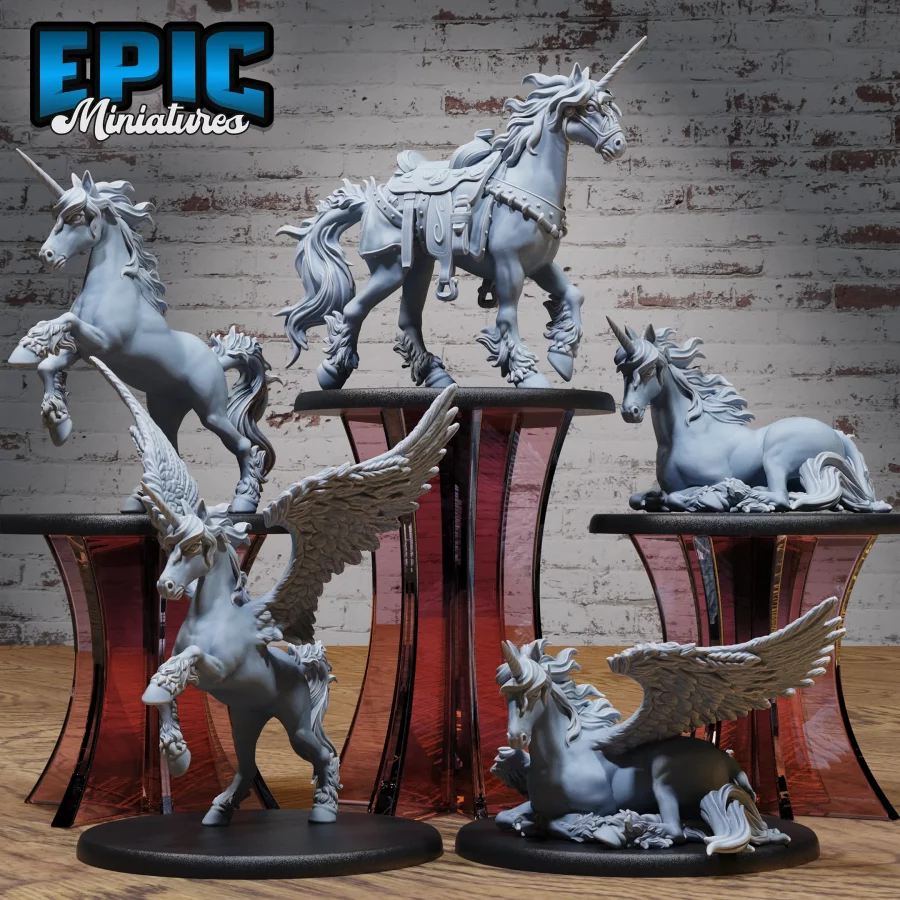 Unicorn Classic (Large) - 2 Variations / Unicorn Classic Resting (Large) - 2 Variations / Unicorn Classic Mount Set