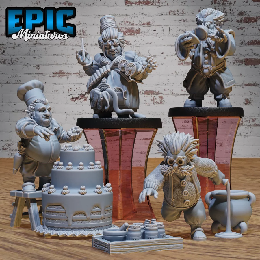 Halfling Villager Jeweller / Halfling Villager Alchemist / Halfling Villager Sewer / Halfling Villager Confectioner Set