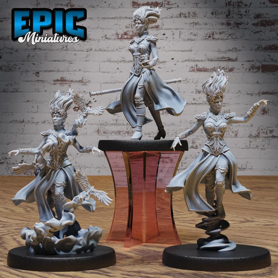 Wind Genasi Female Flying / Wind Genasi Female Staff / Wind Genasi Female Magic Set