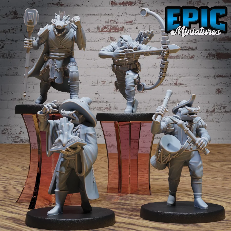 Warthog Folk Tribe Archer / Warthog Folk Tribe Bard / Warthog Folk Tribe Hammer Warrior / Warthog Folk Tribe Wizard Set