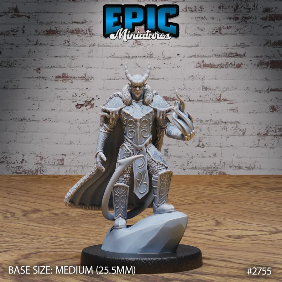 Frost Tiefling Paladin Flame (Medium)