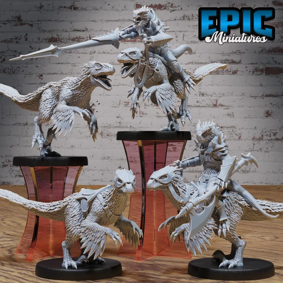 Dragonborn Raptor Rider Lance / Dragonborn Raptor Rider Axe / Feathered Raptor / Feathered Raptor Mount Set
