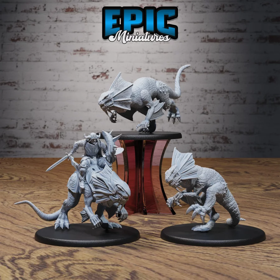 Hunters Guild Drake Knight Riding / Bipedal Drake Running - 2 Variations / Bipedal Drake Attacking Set