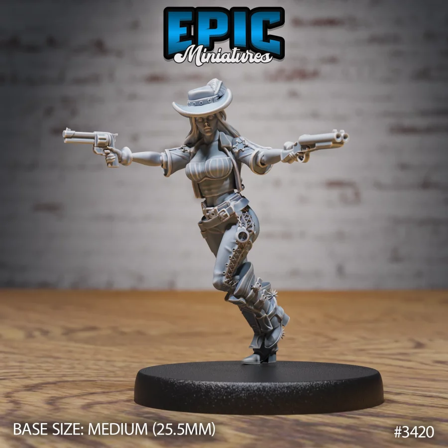 Female Gunslinger Shooting (Medium)