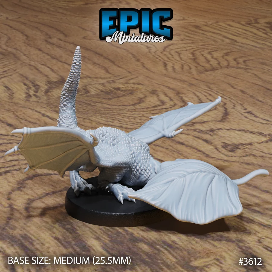 White Dragon Wyrmling Hiding - 2 Variations (Medium)