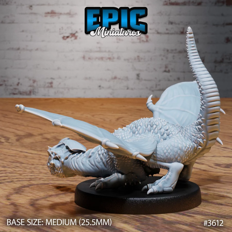 White Dragon Wyrmling Hiding - 2 Variations (Medium) - Image 4