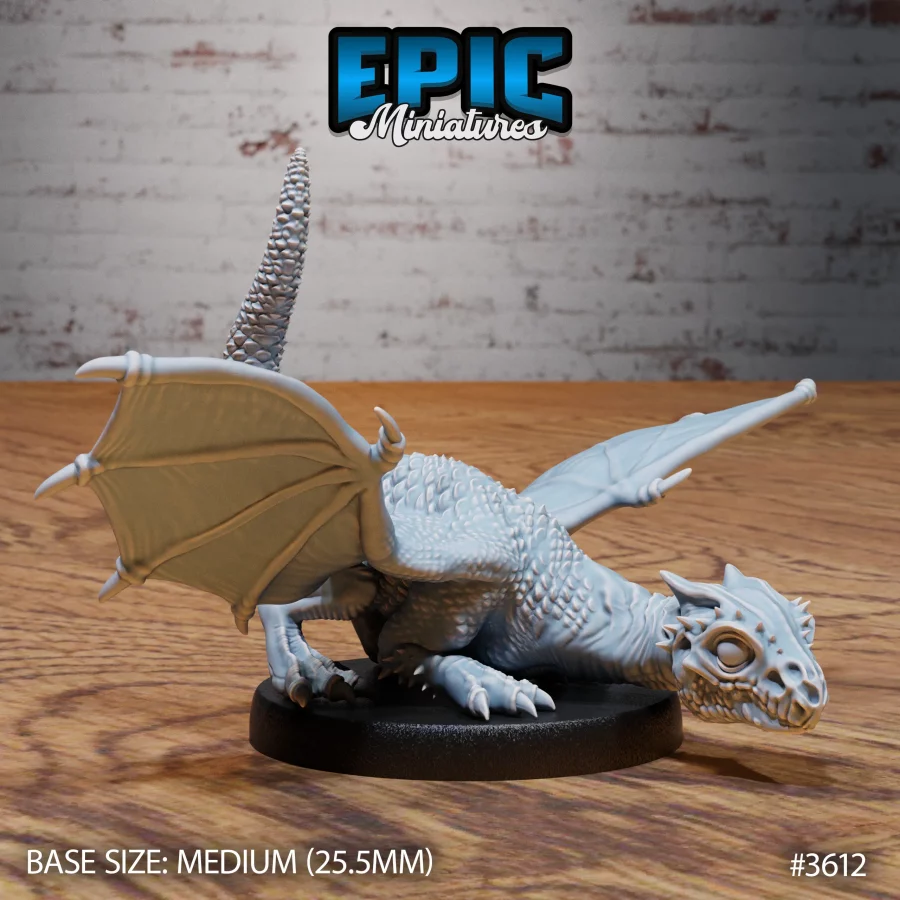 White Dragon Wyrmling Hiding - 2 Variations (Medium) - Image 5