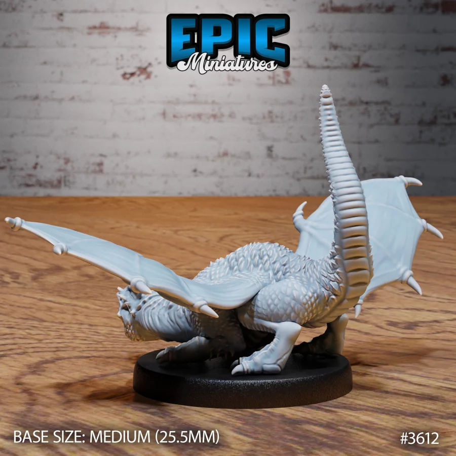 White Dragon Wyrmling Hiding - 2 Variations (Medium) - Image 6