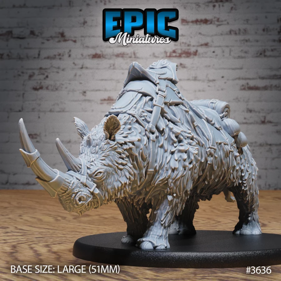 Woolly Rhino Mount / Barbarian Tribe Male Rider Set - Image 2