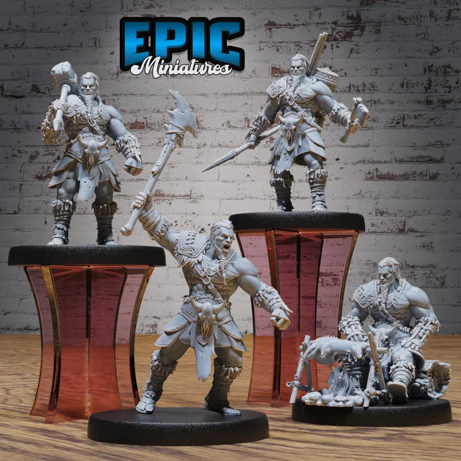 Barbarian Tribe Male Hunting / Barbarian Tribe Male Attacking / Barbarian Tribe Male Hammer / Barbarian Tribe Male Resting Set