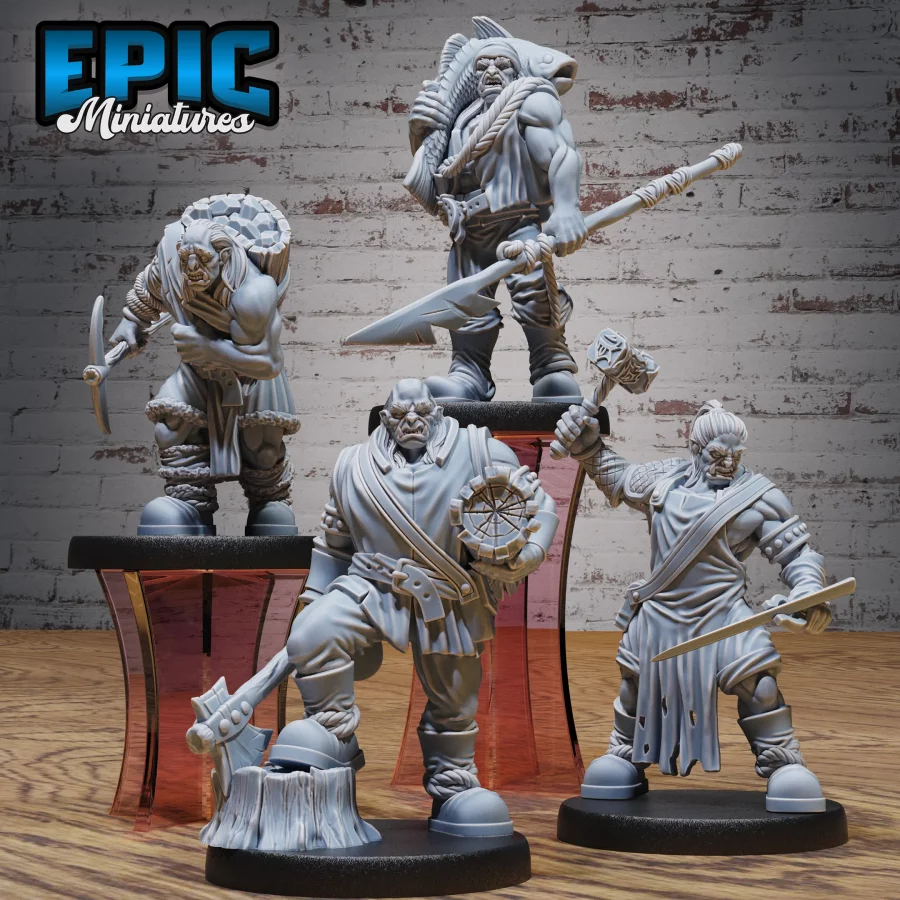 Orc Villager Fisher / Orc Villager Lumberjack / Orc Villager Miner / Orc Villager Blacksmith Set