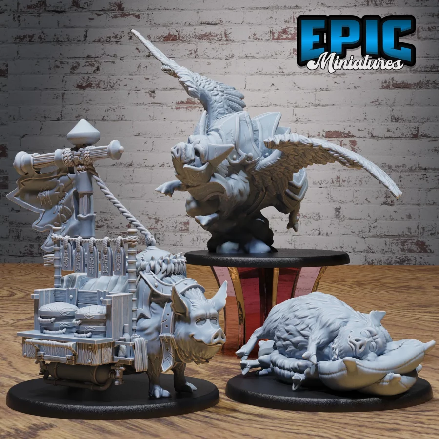 Pig Sleeping / Pig Food Stall / Pig Flying + Mount Set