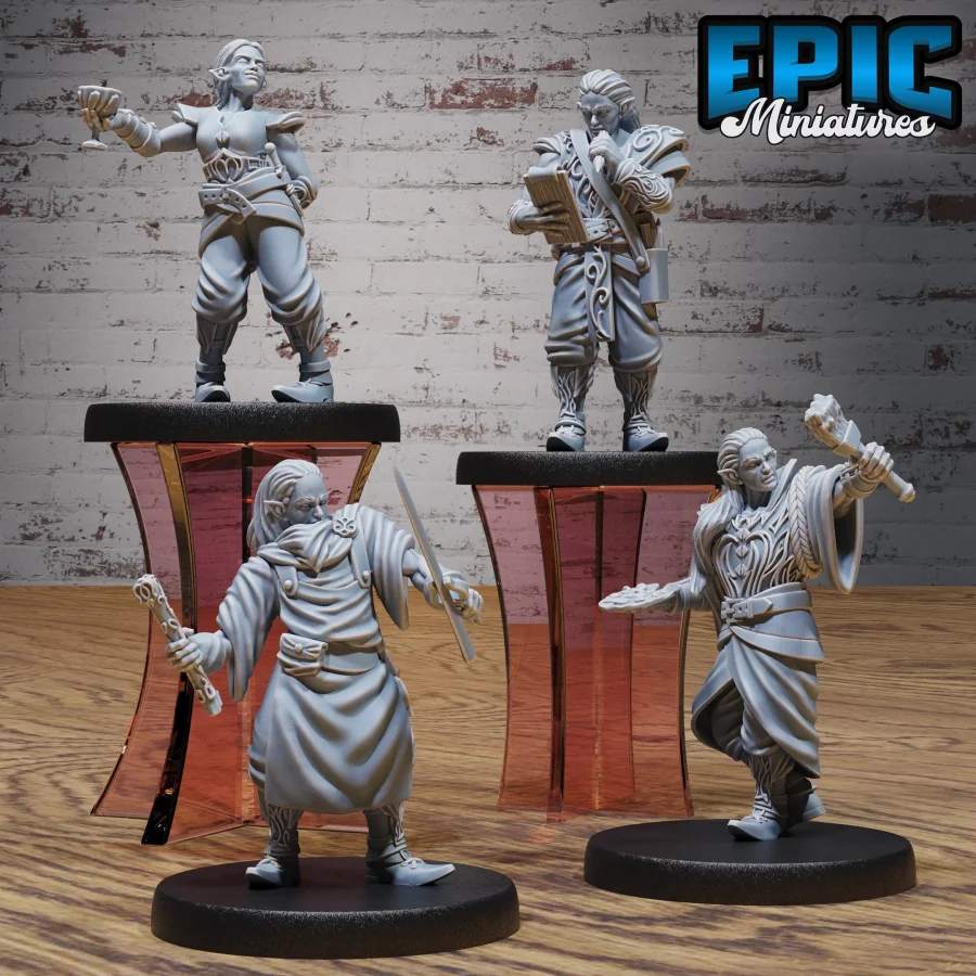 Elf Villager Accountant / Elf Villager Artist / Elf Villager Drunk / Elf Villager Blacksmith Set