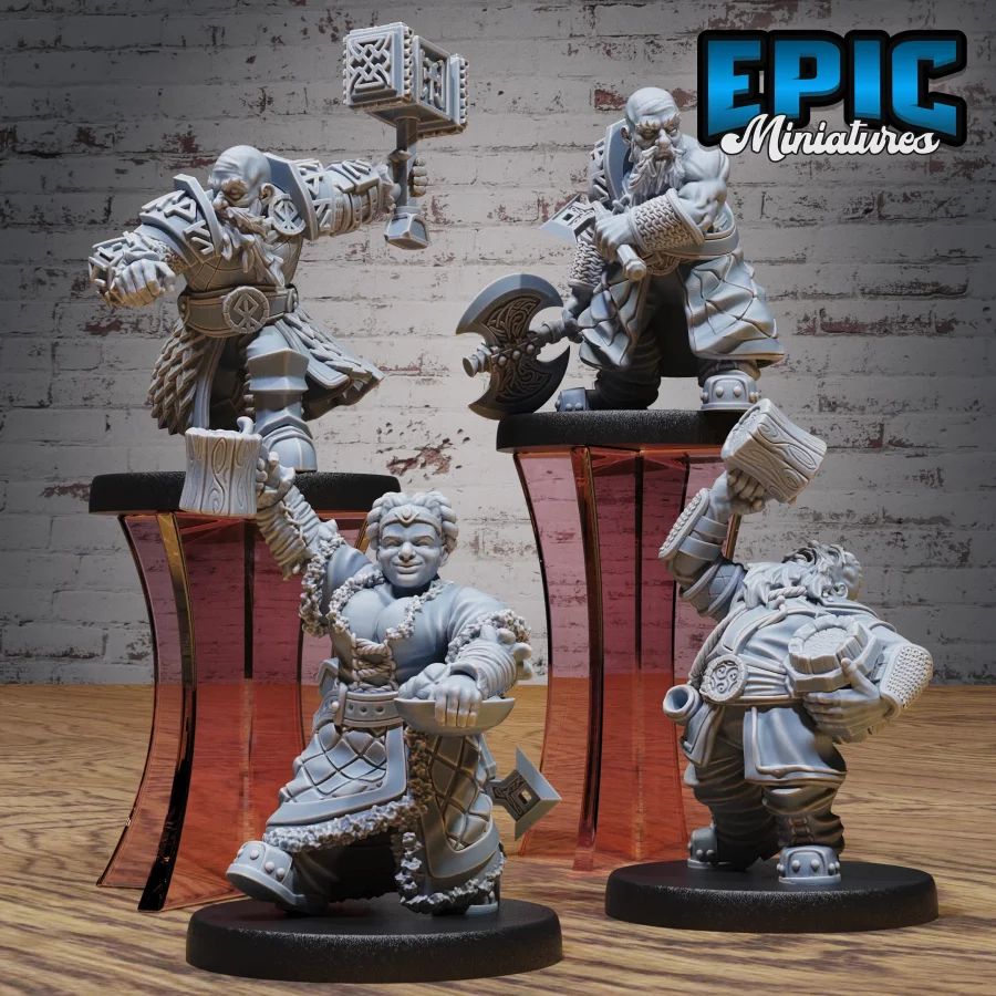 Dwarf Tribe Drinking / Dwarf Tribe Serving / Dwarf Tribe Axe Warrior / Dwarf Tribe Hammer Warrior Set