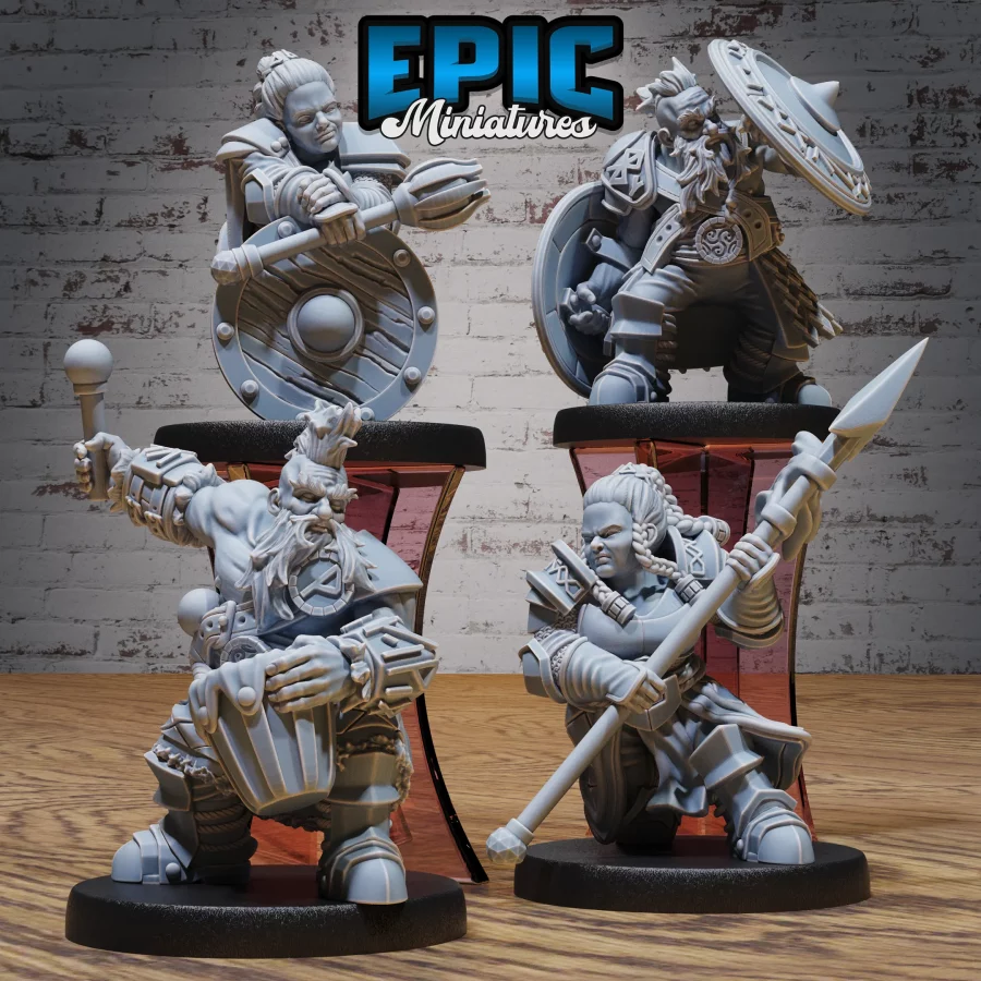 Dwarf Tribe Spear Valkyrie / Dwarf Tribe Shield Maiden / Dwarf Tribe War Drum / Dwarf Tribe Juggernaut Set
