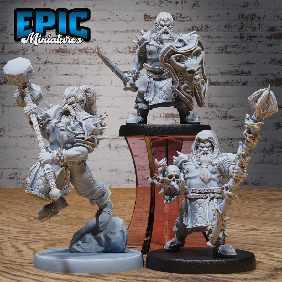 Dwarf Adventurer Fighter / Dwarf Adventurer Cleric / Dwarf Adventurer Warlock Set