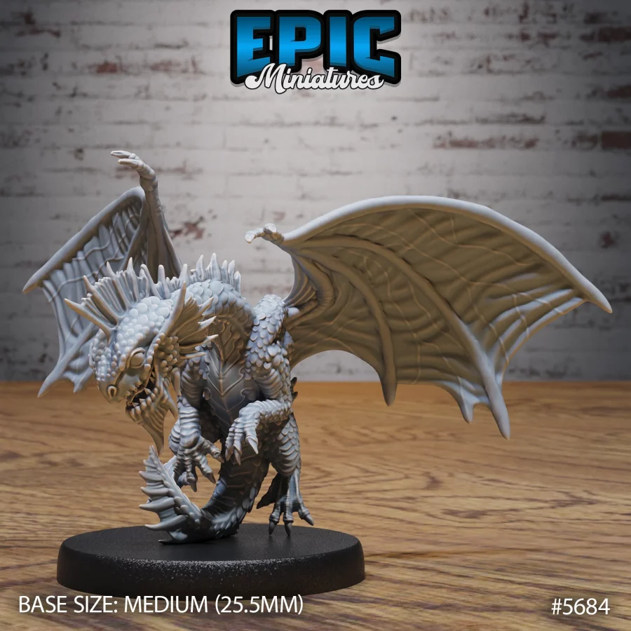 Silver Dragon Wyrmling Flying (Medium)