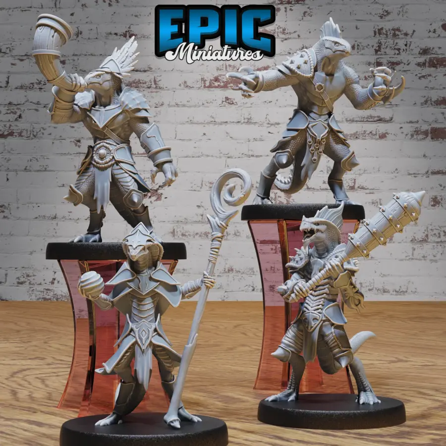 Lizard Folk Army Sorcerer / Lizard Folk Army Claws / Lizard Folk Army Horn / Lizard Folk Army Mace Set
