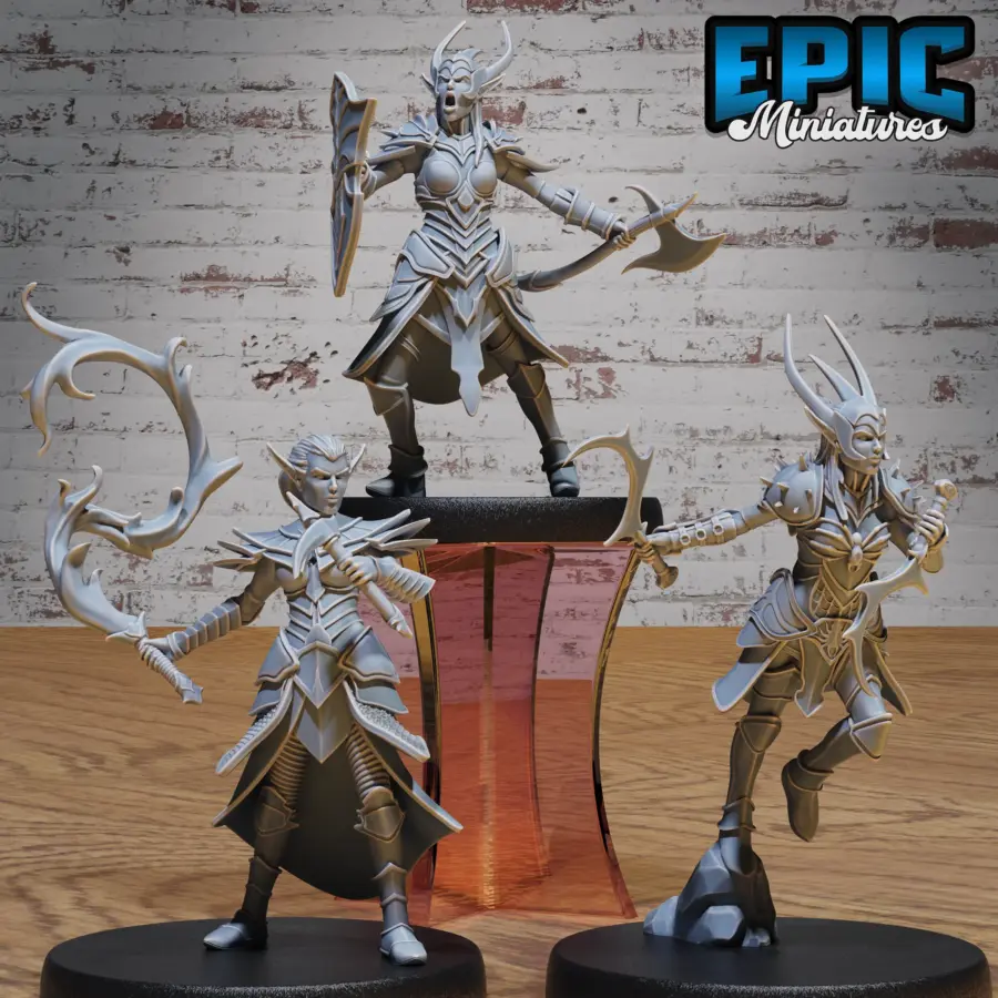 Dark Elf Army Axe & Shield / Dark Elf Army Dual Scythes / Dark Elf Army Fire Whip Set