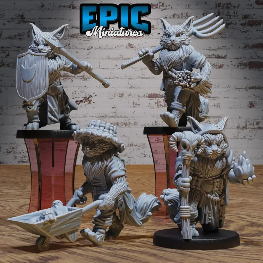 Cat Tribe Warlock / Cat Tribe Spear & Shield / Cat Tribe Farmer / Cat Tribe Villager Set