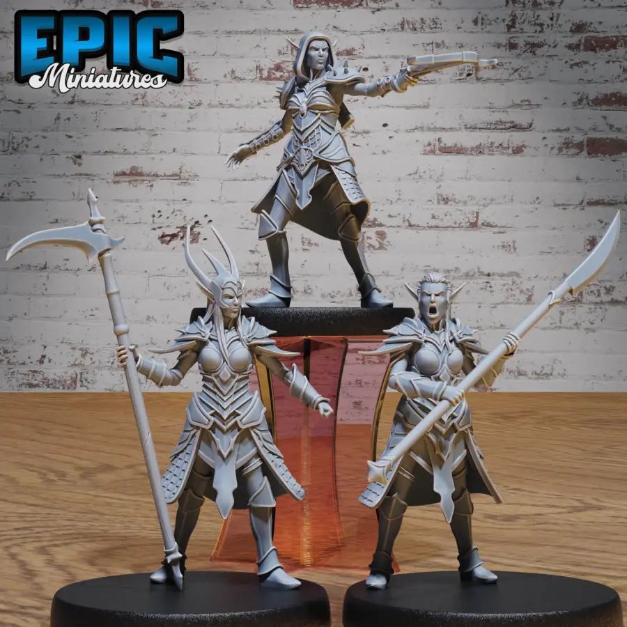 Dark Elf Army Spear / Dark Elf Army Crossbow Female / Dark Elf Army Large Scythe Set