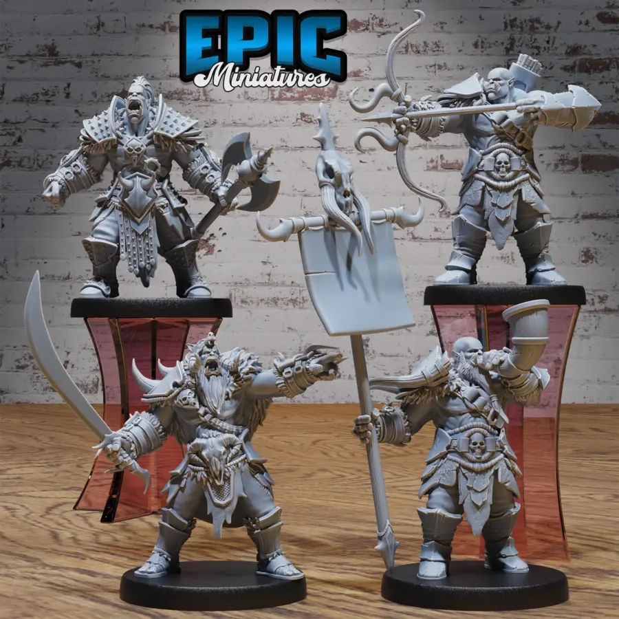 Orc Army Sword / Orc Army Battle Axe / Orc Army Archer / Orc Army Bannerman Horn Set