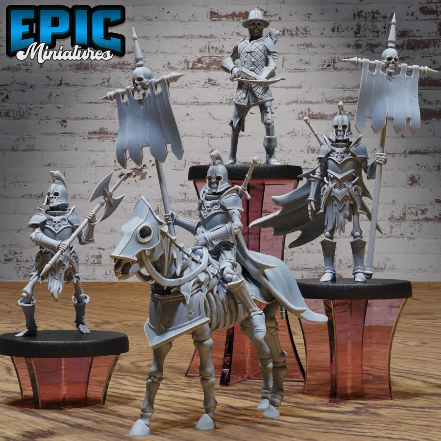 Skeleton Army Bannerman / Skeleton Army Bannerman Mounted / Skeleton Army Crossbow / Skeleton Army Axe Set