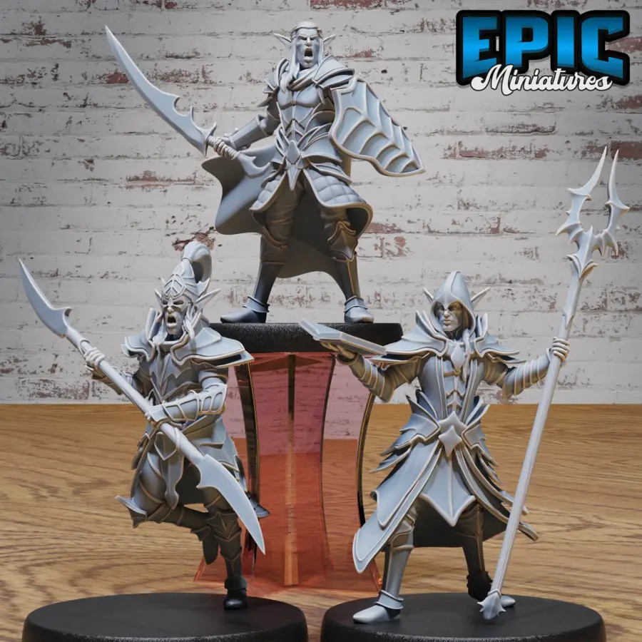 Dark Elf Army Knight / Dark Elf Army Double-Sided Spear / Dark Elf Army Wizard Set