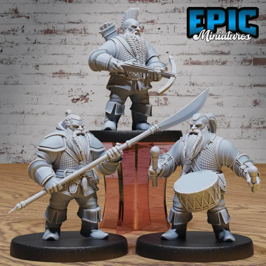 Dwarf Army Spearman / Dwarf Army Drummer / Dwarf Army Crossbow Set