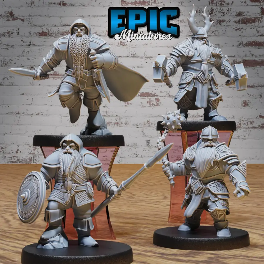 Dwarf Army Spear & Shield / Dwarf Army Rogue / Dwarf Army Morningstar / Dwarf Army Dual Hammer Set