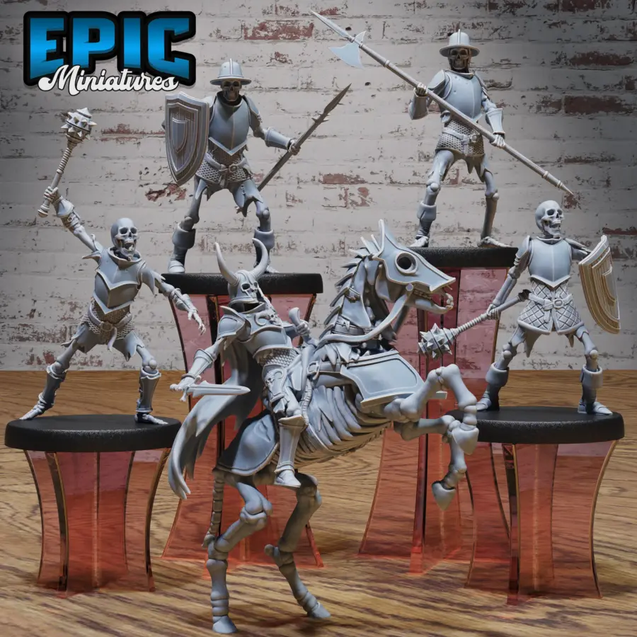 Skeleton Army Spear & Shield / Skeleton Army Sword Mounted / Skeleton Army Mace & Shield / Skeleton Army Mace / Skeleton Army Halberd Set
