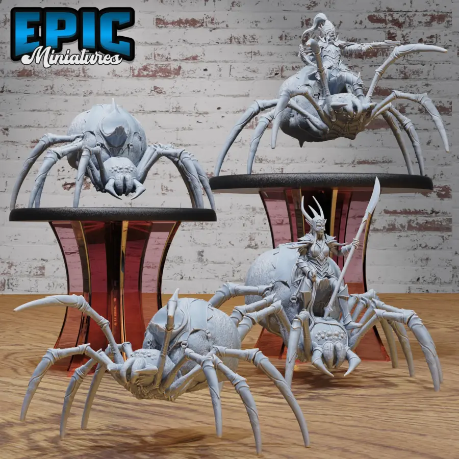 Giant Spider Mount / Dark Elf Spider Rider / Giant Spider Mount Attacking / Dark Elf Spider Rider Attacking Set