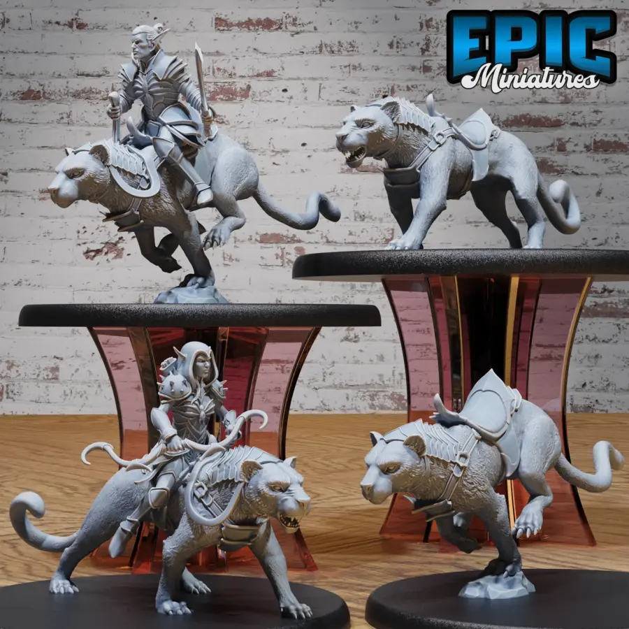 Black Panther Mount / Dark Elf Panther Rider / Black Panther Mount Running / Dark Elf Panther Rider Running Set