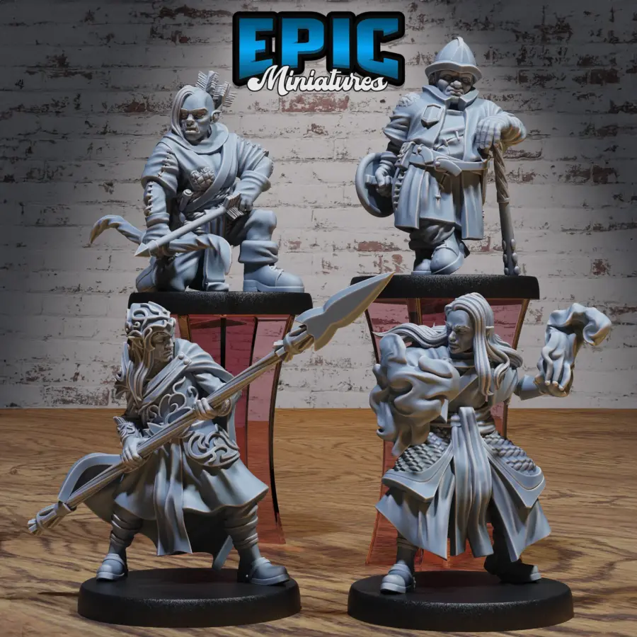 City Guard Female Orc Archer / City Guard Elf Spearman / City Guard Elf Mage / City Guard Dwarf Set