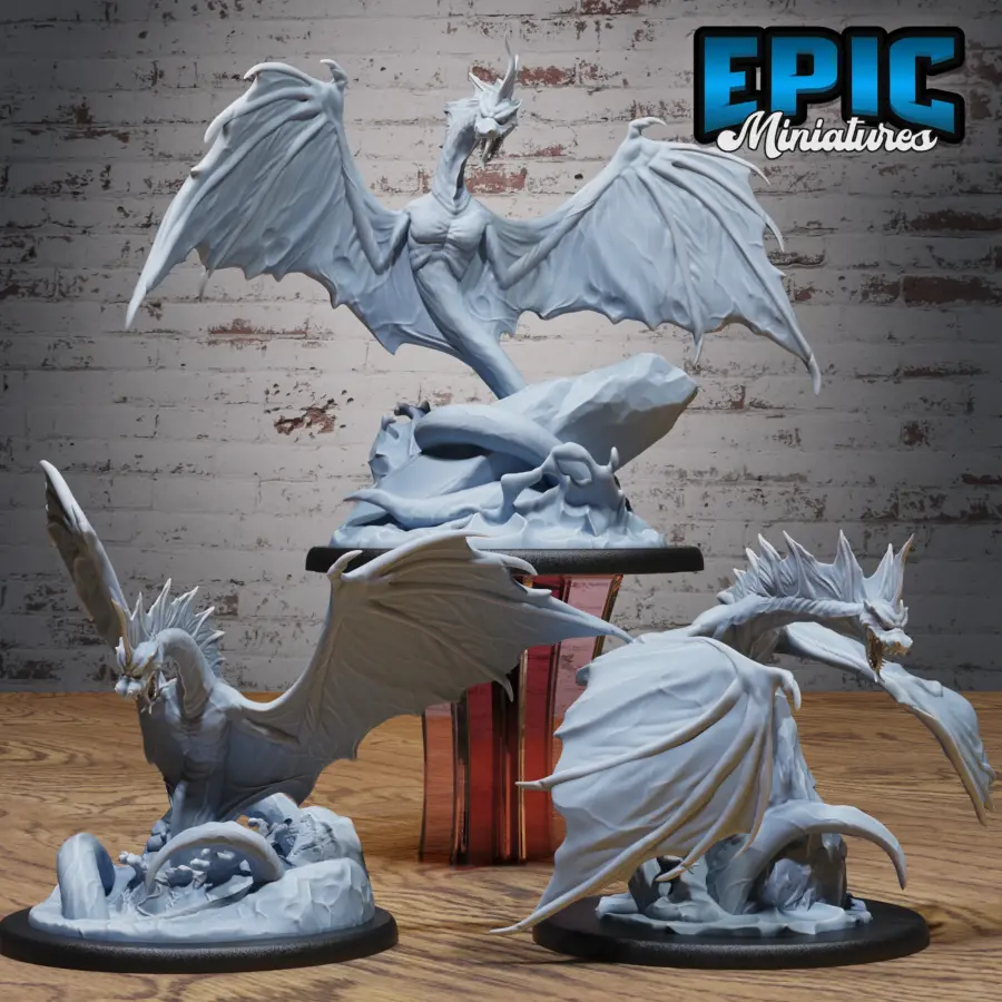 Winged Sea Serpent Rock / Winged Sea Serpent Angry / Winged Sea Serpent Attacking Set