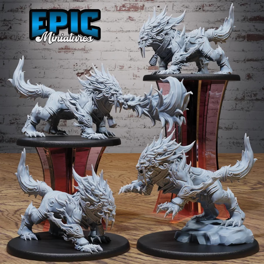 Guardian Fuu Tiger - 2 Variations / Guardian Fuu Tiger Attacking / Guardian Fuu Tiger Fire Breath Set