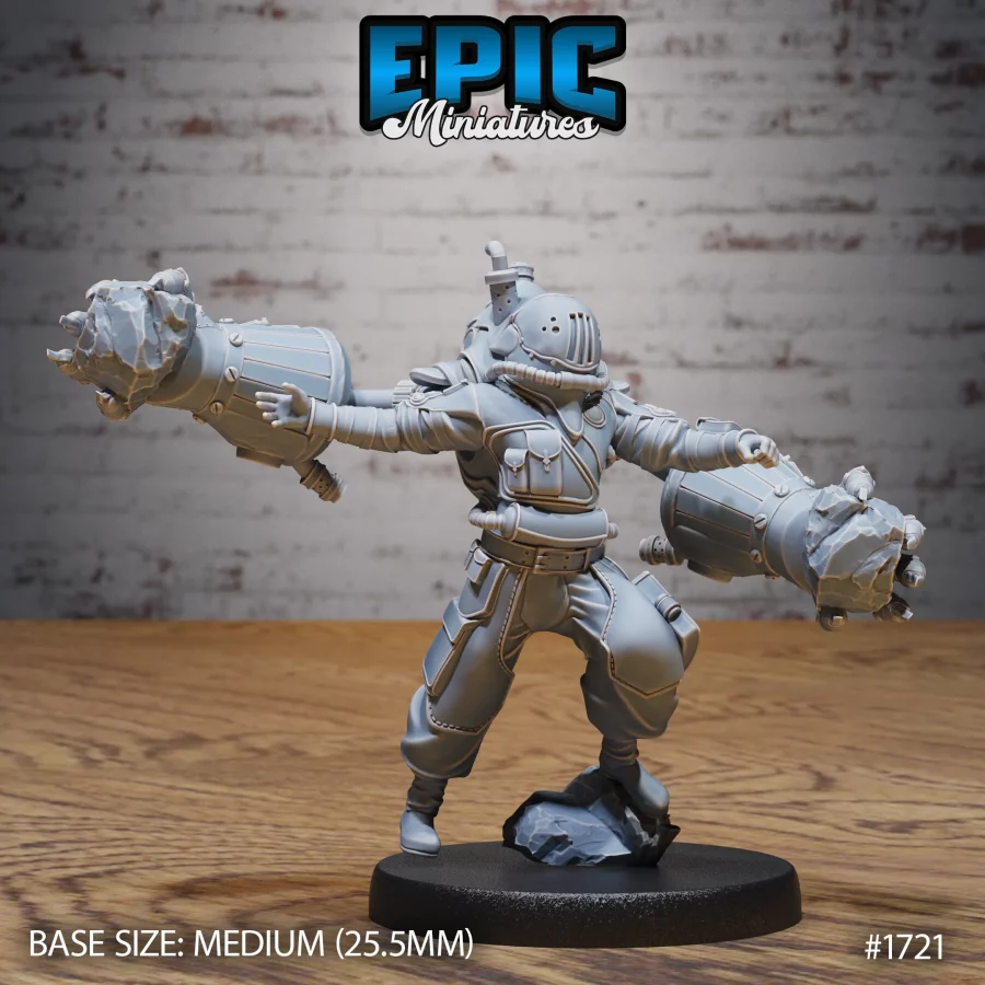 Exoskeleton Worker Throwing Rocks (Medium)
