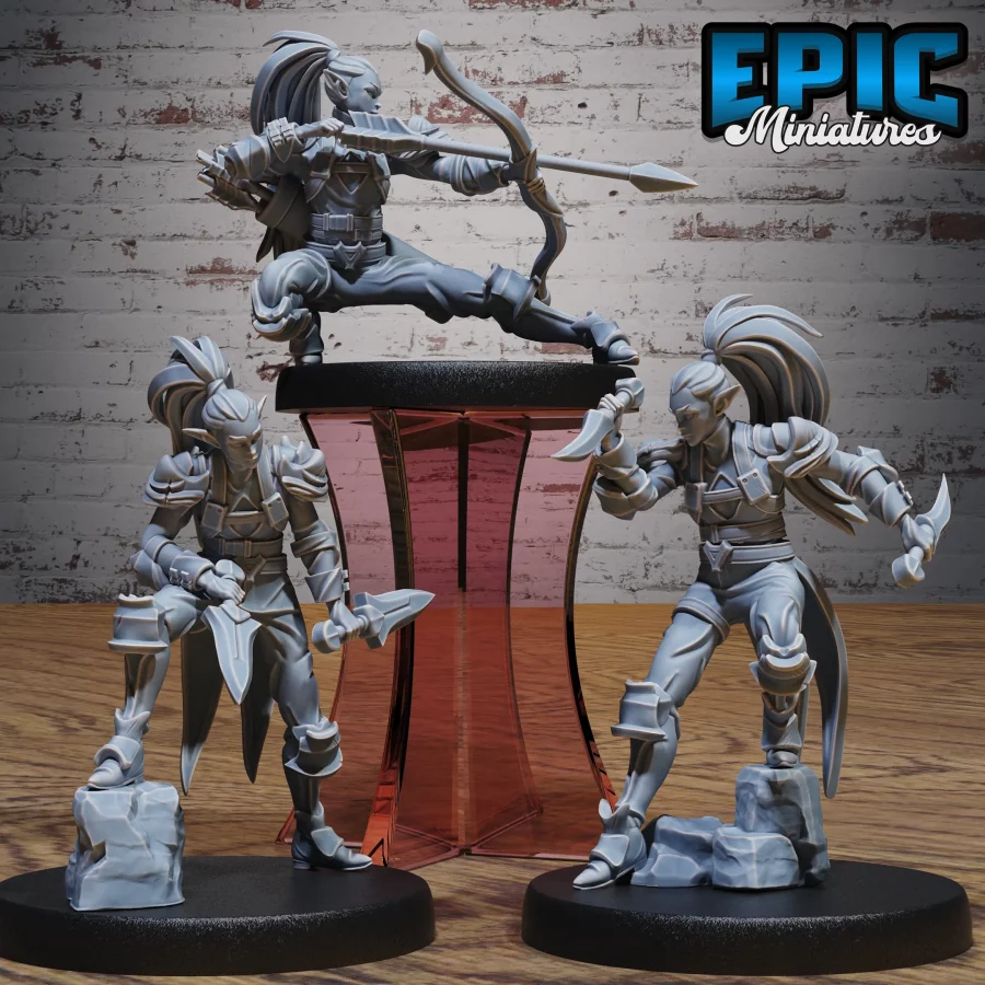 Elf Rogue Dagger / Elf Rogue Attacking / Elf Rogue Bow & Arrow - 2 Variations Set