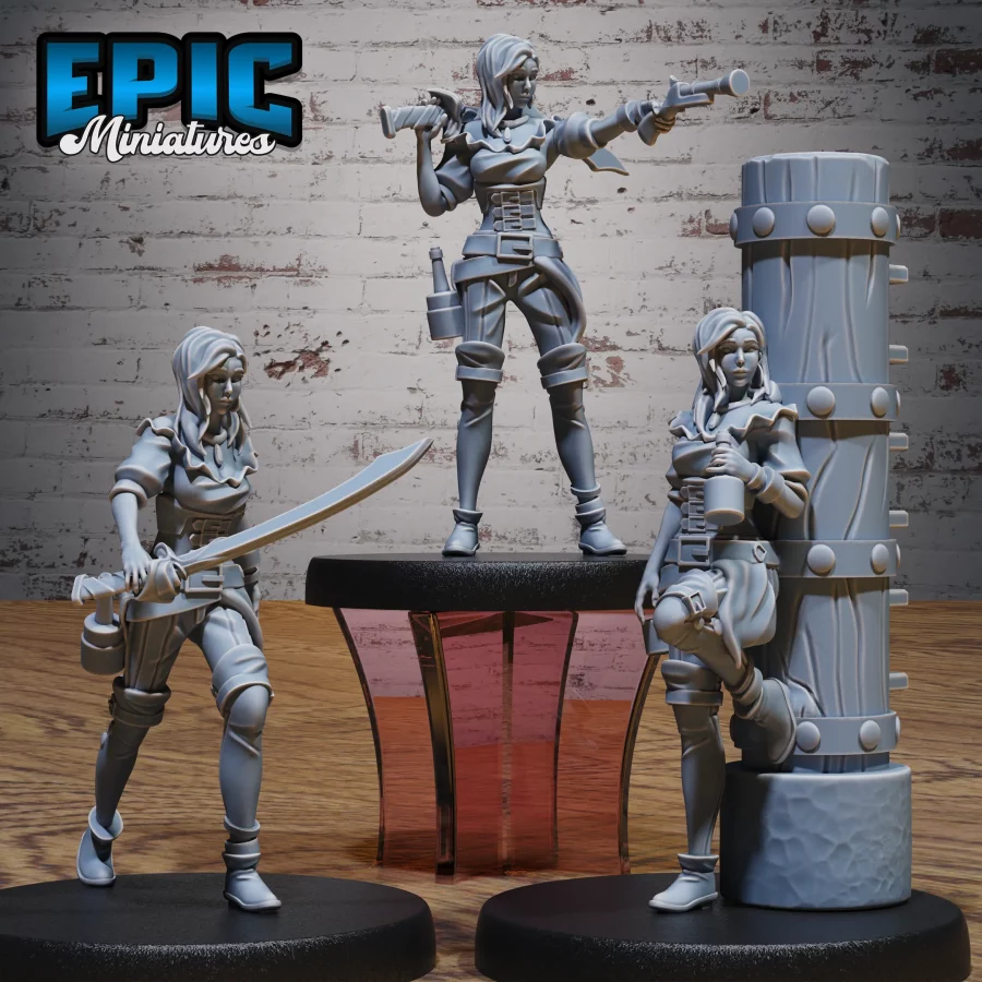 Pirate Female Drinking / Pirate Female Sword / Pirate Female Shooting Set