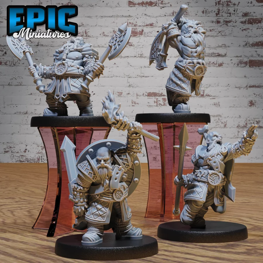 Dwarf Army Spear / Dwarf Army Torch & Sword / Dwarf Army Berserker / Dwarf Army Axe Thrower Set