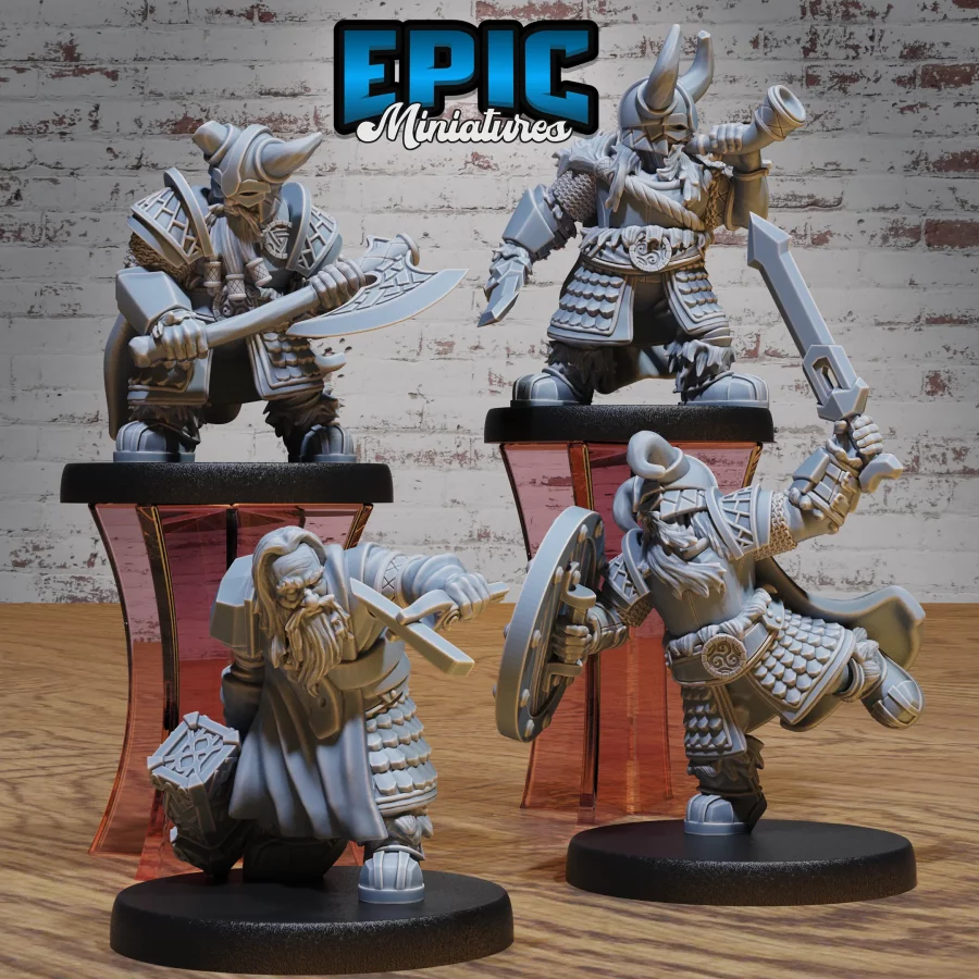 Dwarf Army Blacksmith / Dwarf Army Warhorn / Dwarf Army Axe Warrior / Dwarf Army Sword & Shield Set
