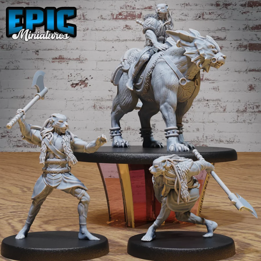 Masked Hunter - 2 Variations / Masked Hunter Sneaking - 2 Variations / Masked Hunter Rider & Aquatic Tiger Mount (Large) Set