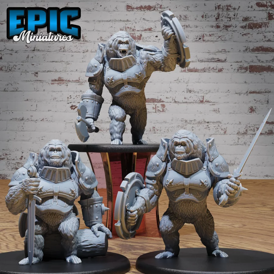Orangutan Knight Sword / Orangutan Knight Sitting / Orangutan Knight Axe Set