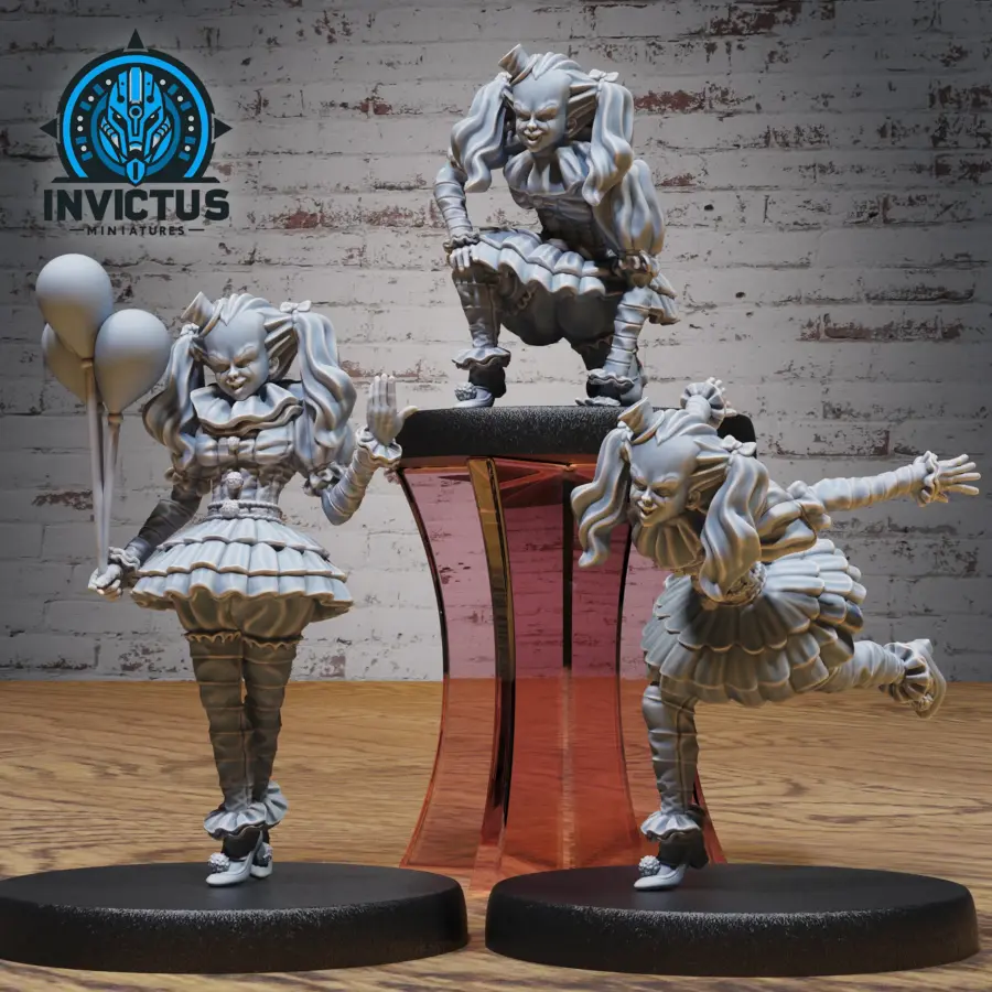 Scary Clown Girl / Scary Clown Girl Chasing / Scary Clown Kneel Set