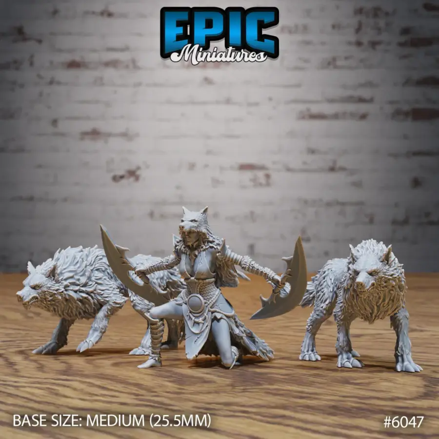Wolf Spirit Huntress Kneel (Medium)
